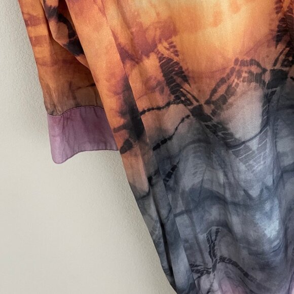 JOHNNY WAS Calme Purple & Blue Tie Dye Knee Length Dress With Slip: NWOT! SMALL - Picture 12 of 13